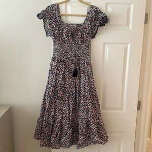 Tory Burch cotton smocked floral dress, size medium.